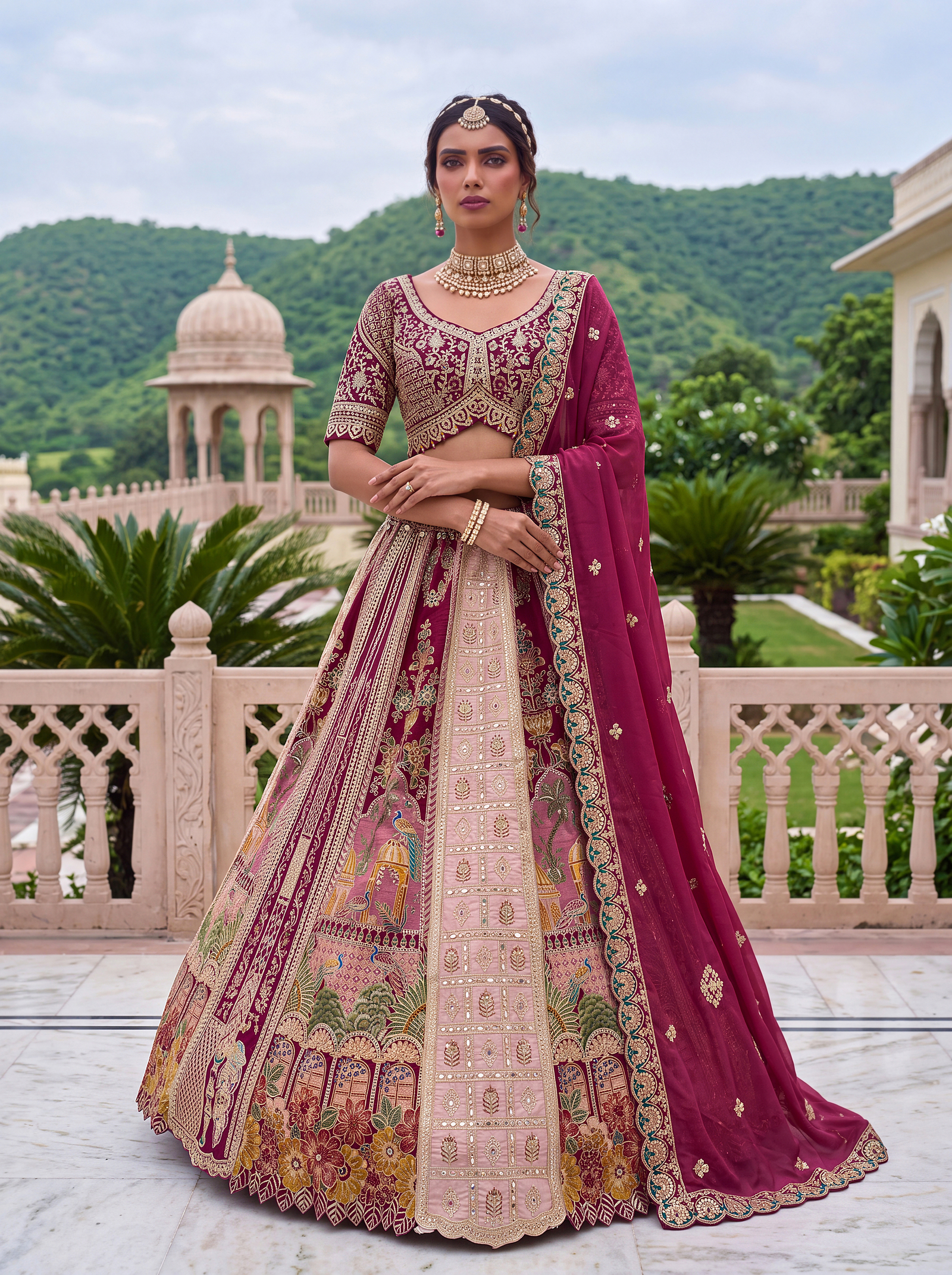The Royal Pichwai Lehenga Choli Mehroon | Vruxon